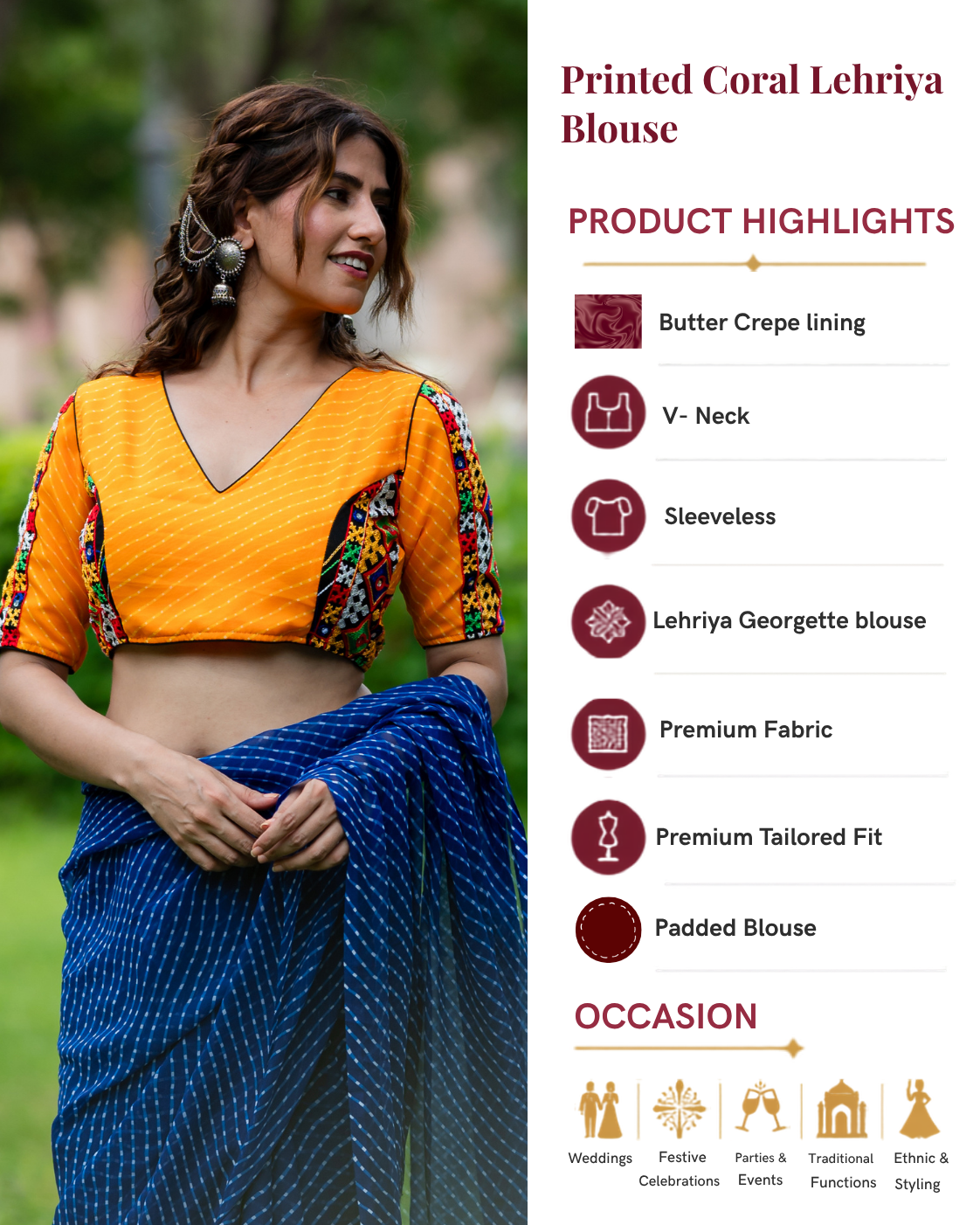 Women’s Lehriya Long Sleeves Saree Blouse