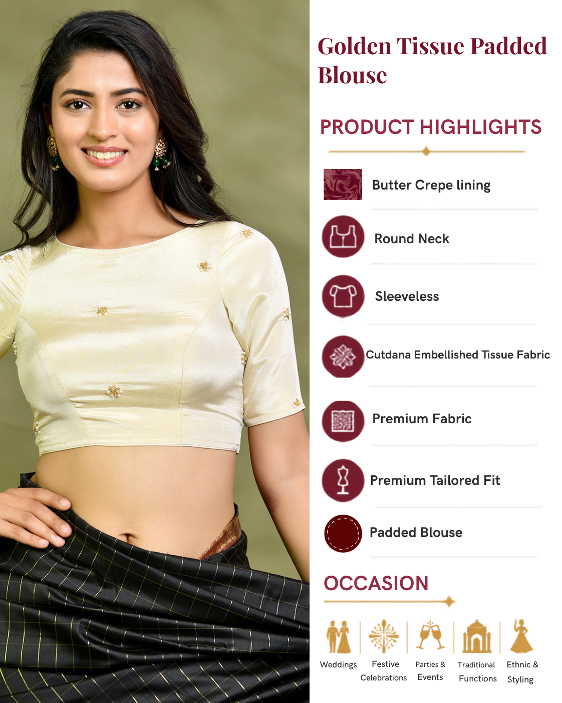 Golden Tissue Padded Blouse