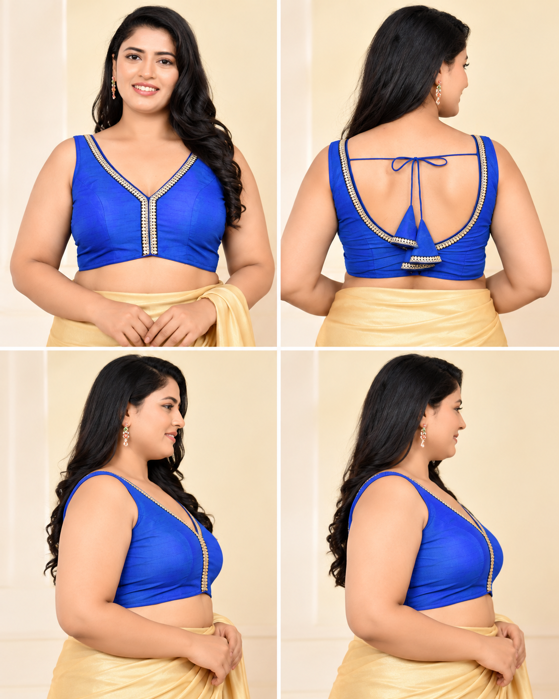 Solid Blue Color Sleeveless Padded Blouse