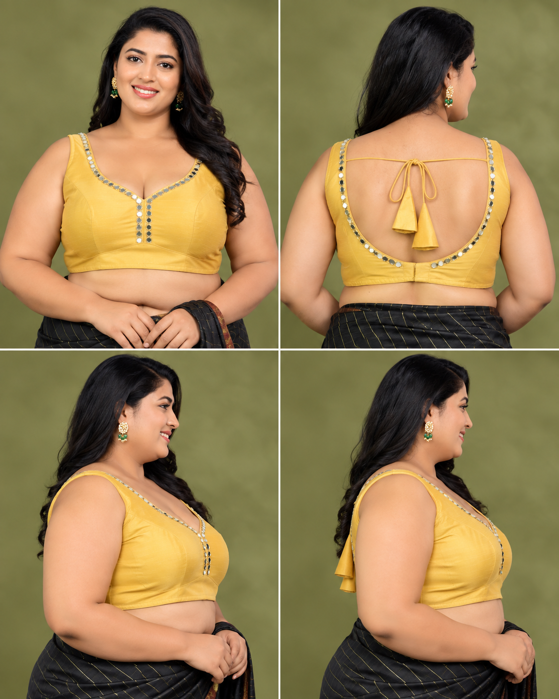Solid Mustard Color Sleeveless Padded Blouse