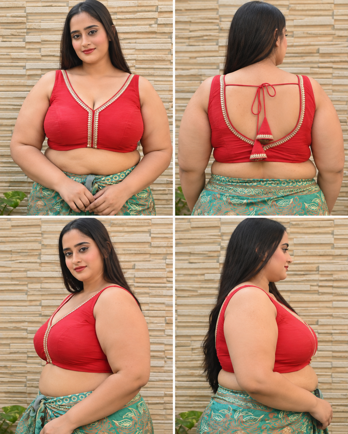 Solid Red Color Sleeveless Padded Blouse