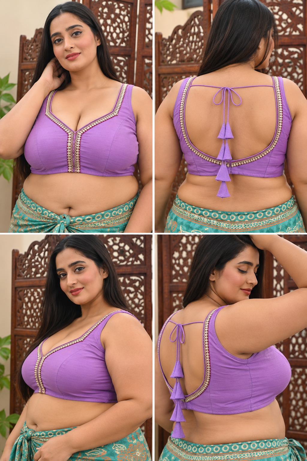 Solid Purple Color Sleeveless Padded Blouse