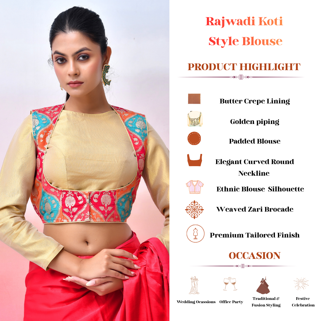 Rajwadi Koti Style Full Sleeves Saree Blouse