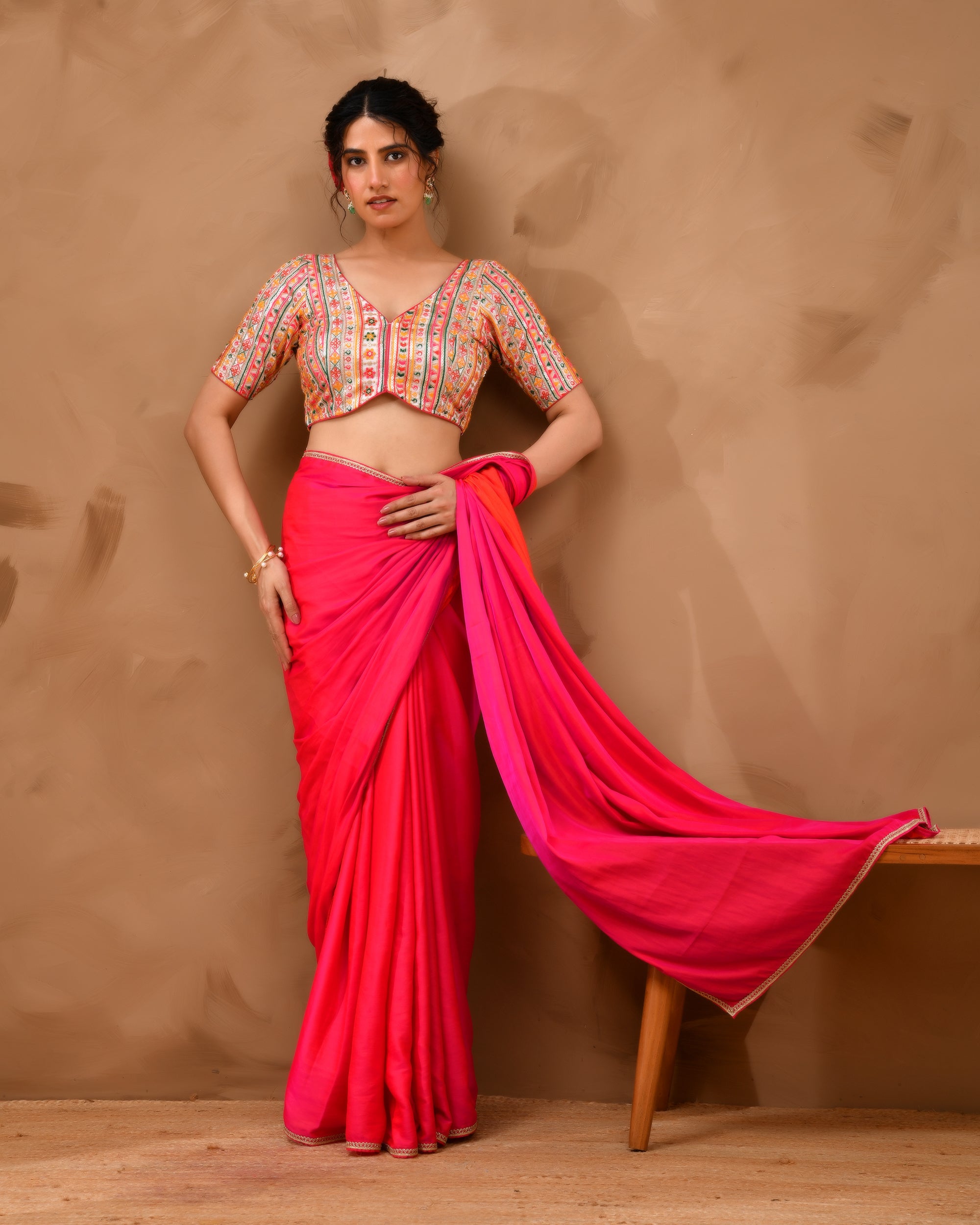 Multicolored Embroidered Blouse with sleeves