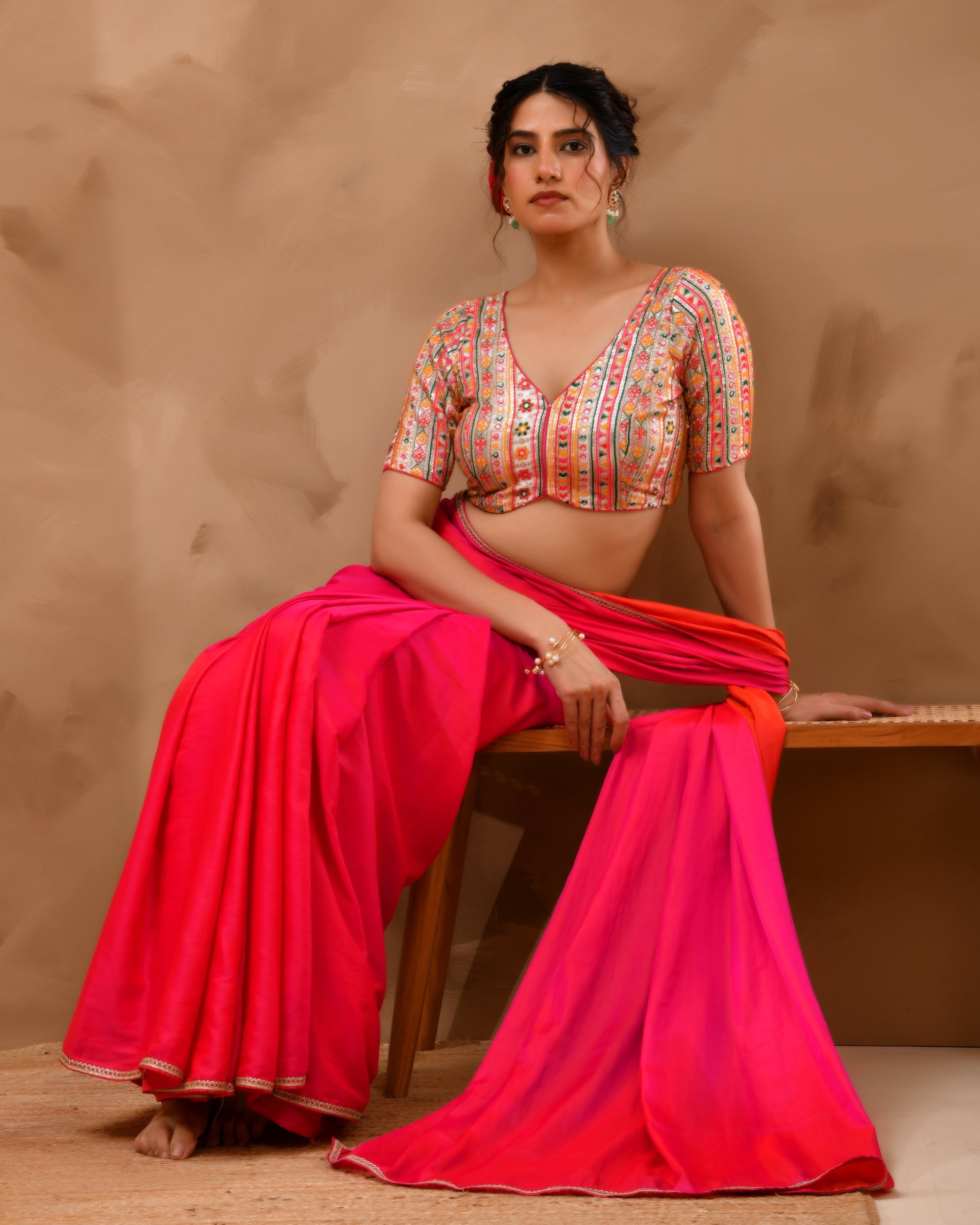 Multicolored Embroidered Blouse with sleeves