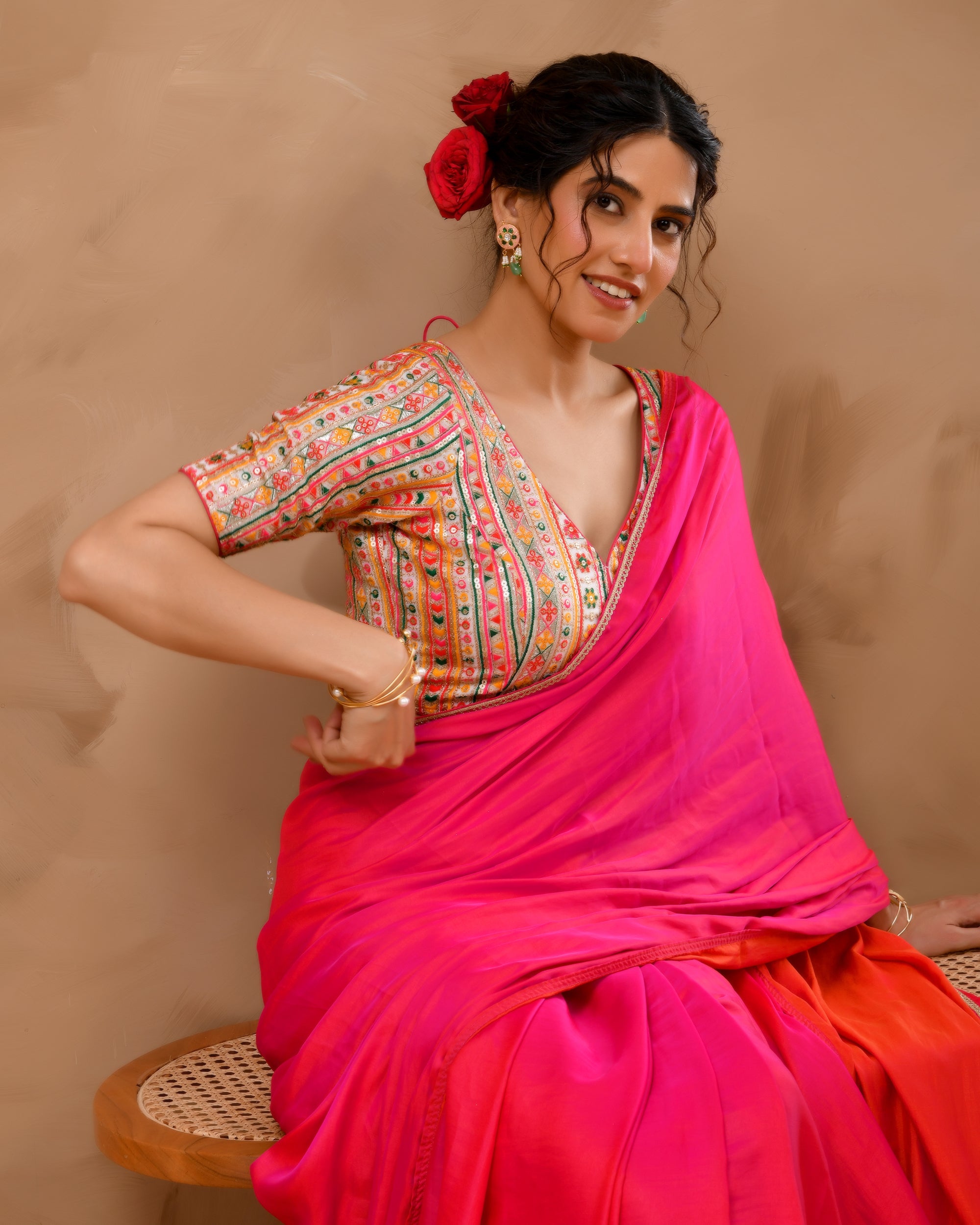 Multicolored Embroidered Blouse with sleeves