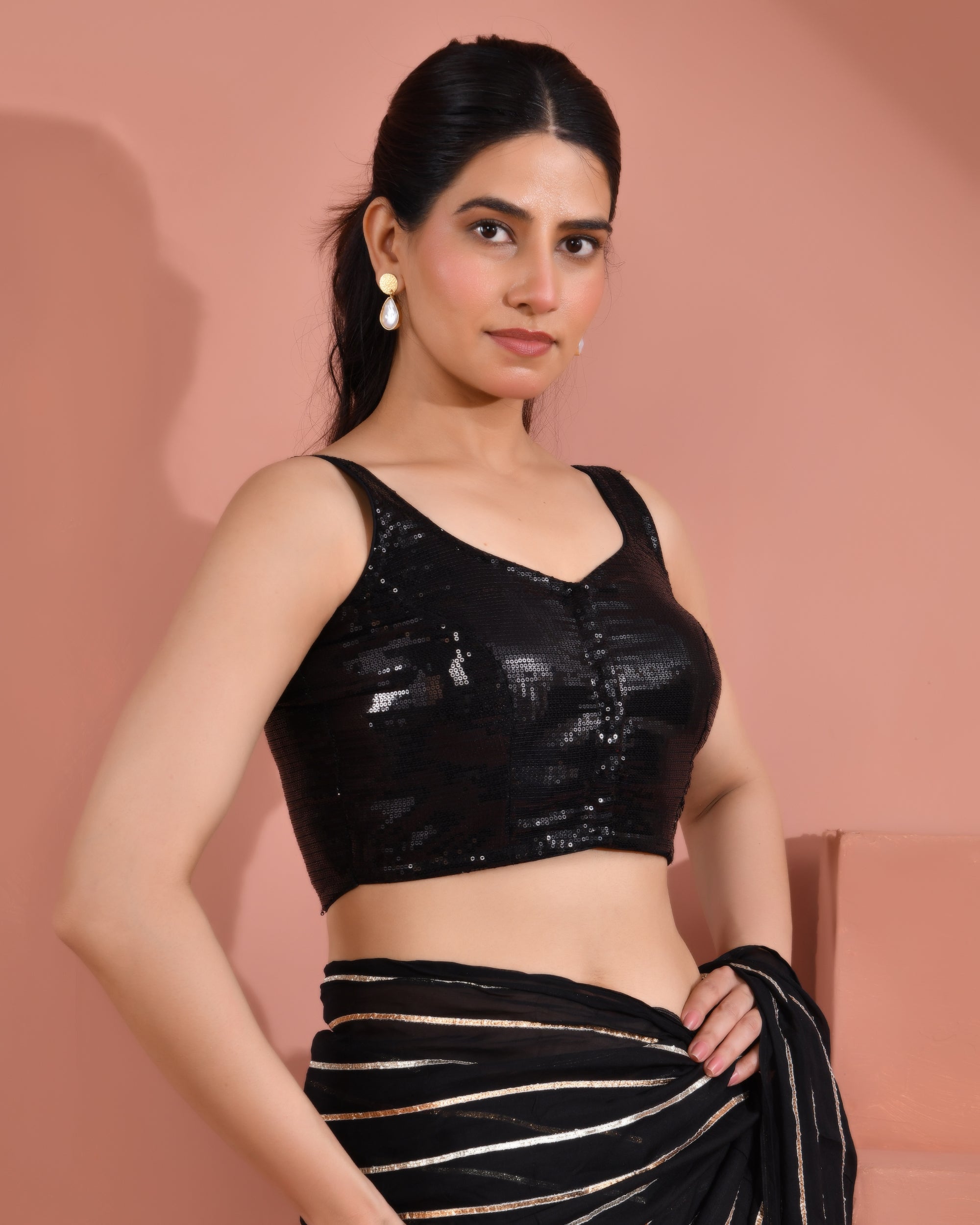 Black Sequined Blouse