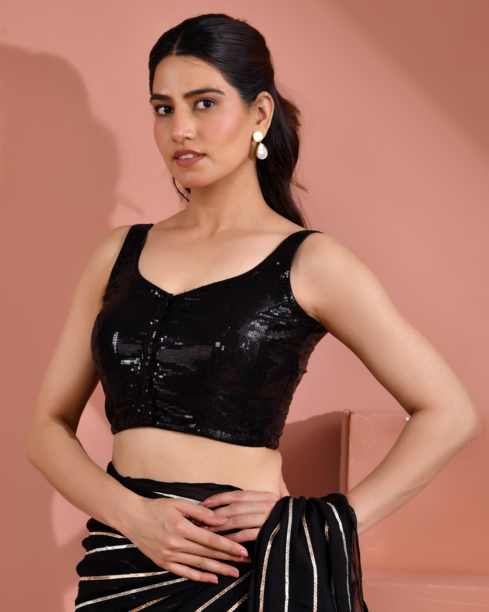 Black Sequined Blouse