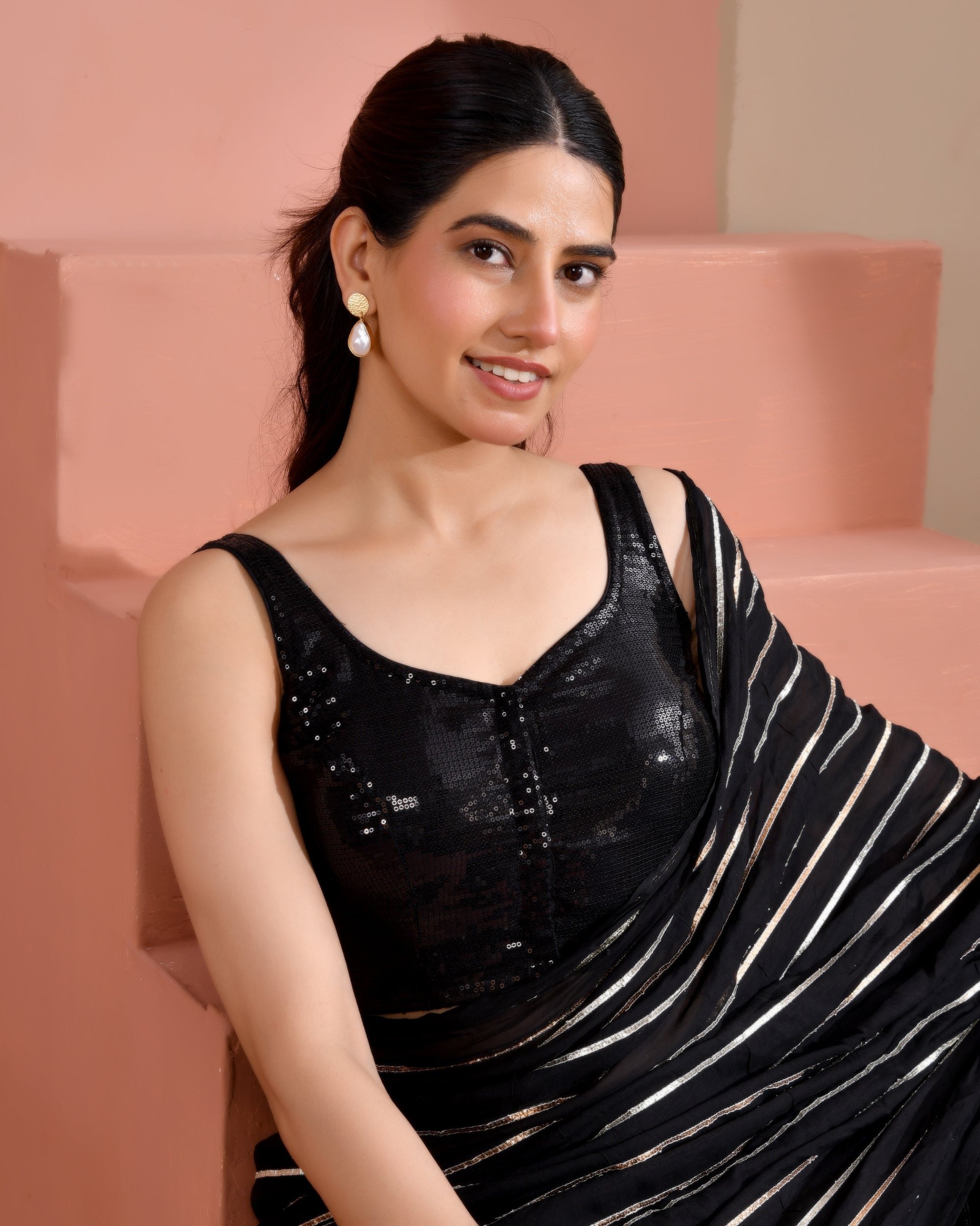 Black Sequined Blouse