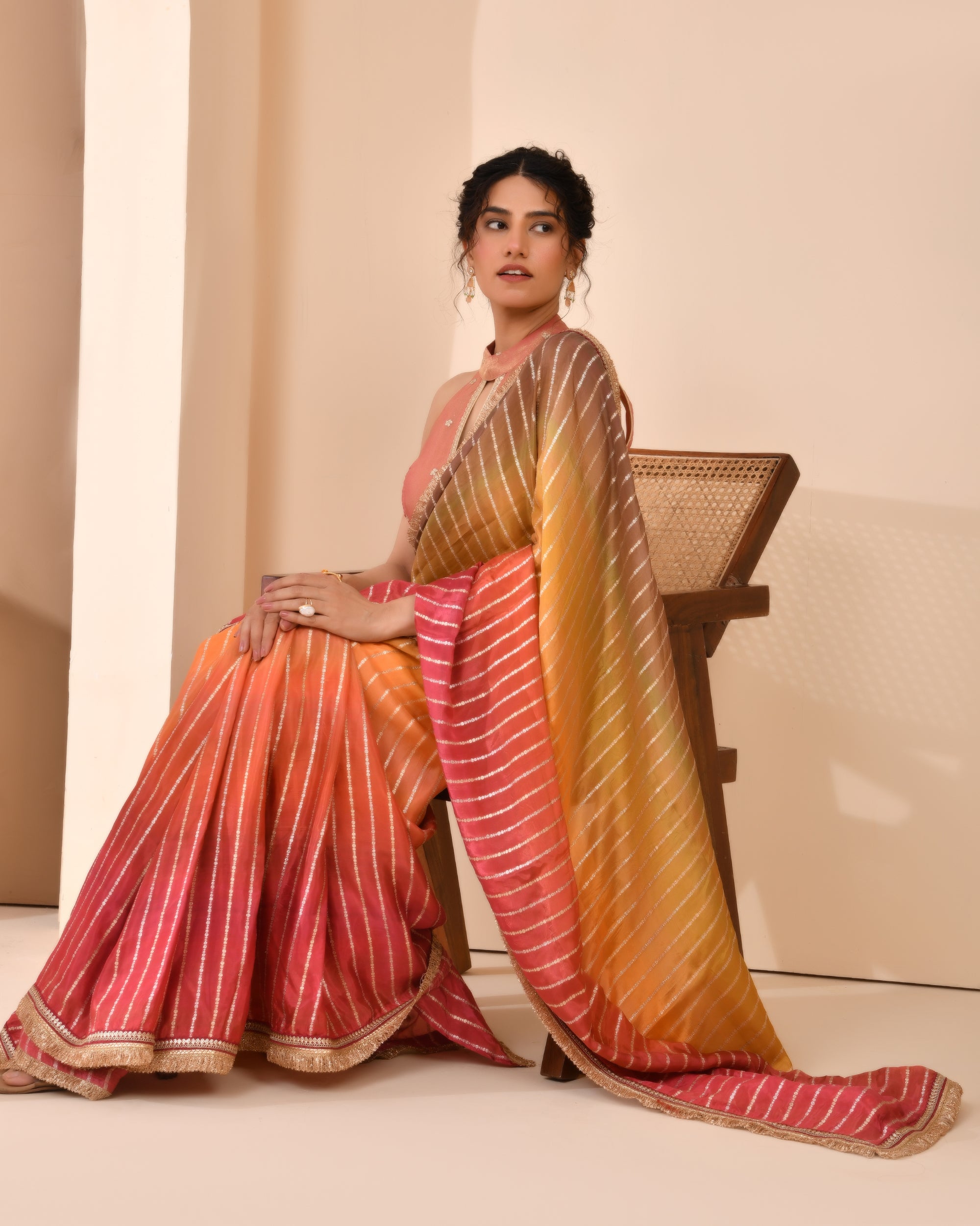 Pastel Maroon Embroidered Key Hole Neck Tissue Blouse