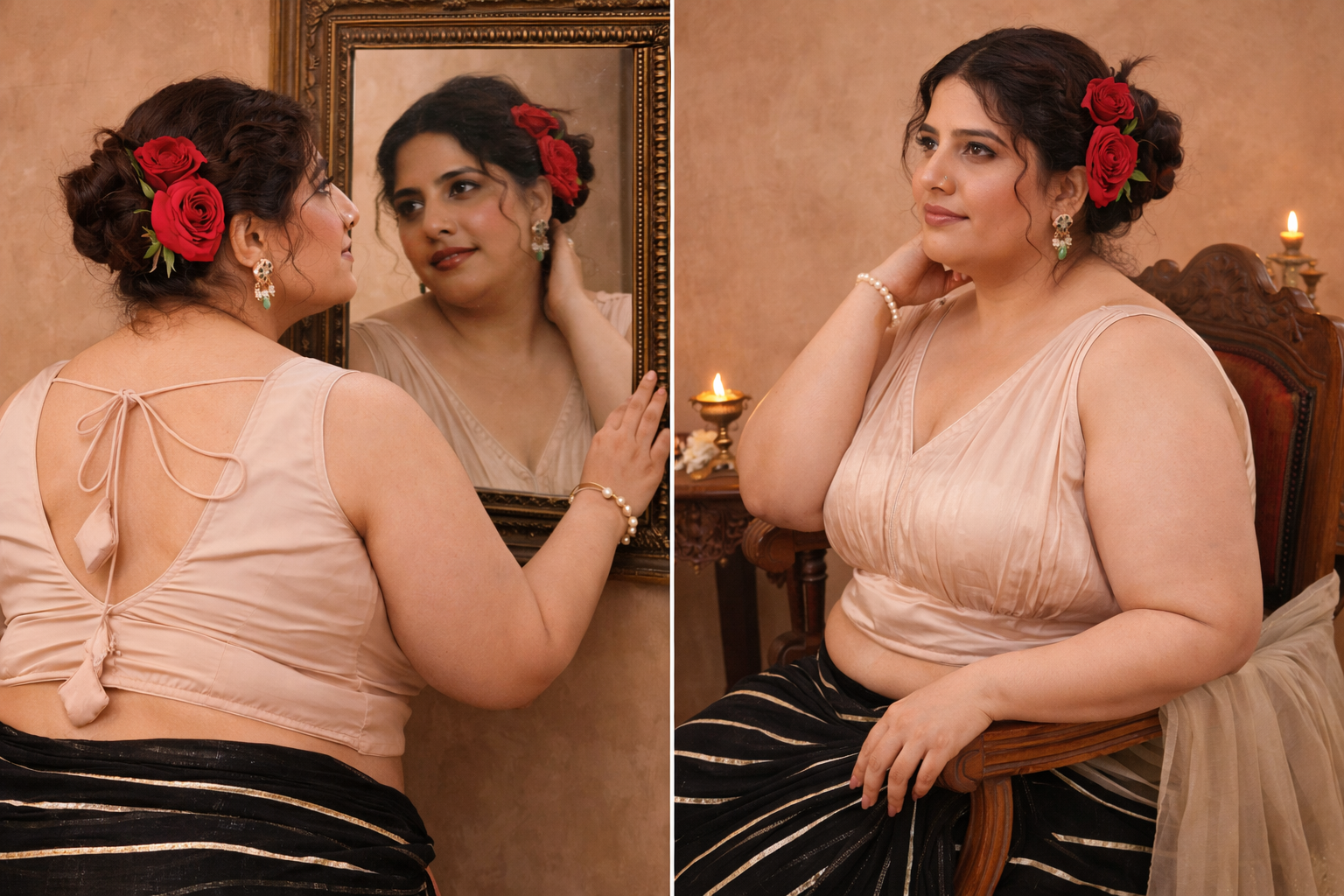 Rose Gold V neck Wrinkled sleeveless blouse