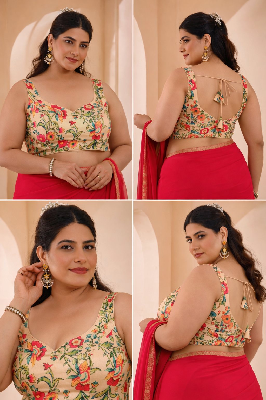 Printer Beige Kamlamari Blouse