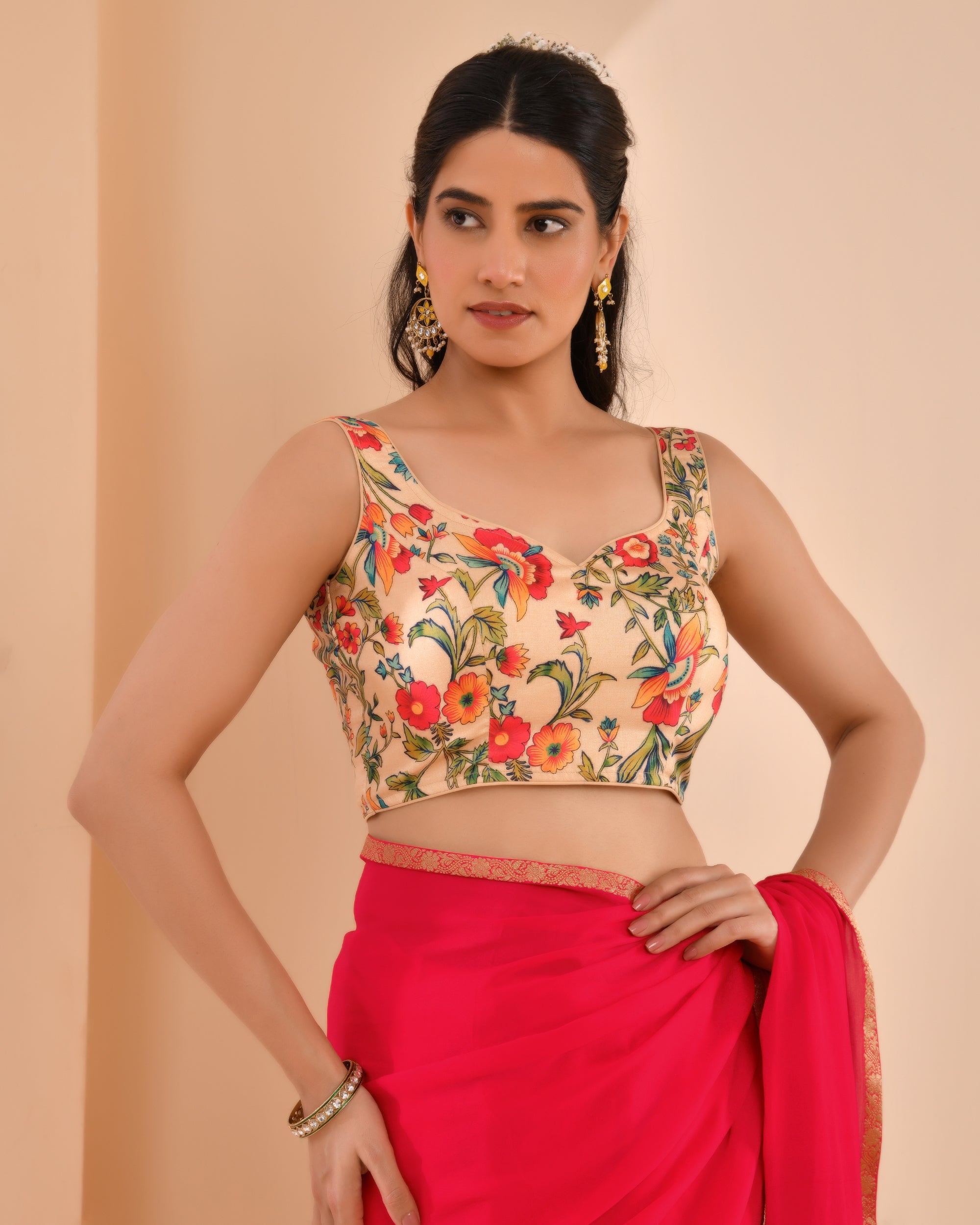 Printer Beige Kamlamari Blouse