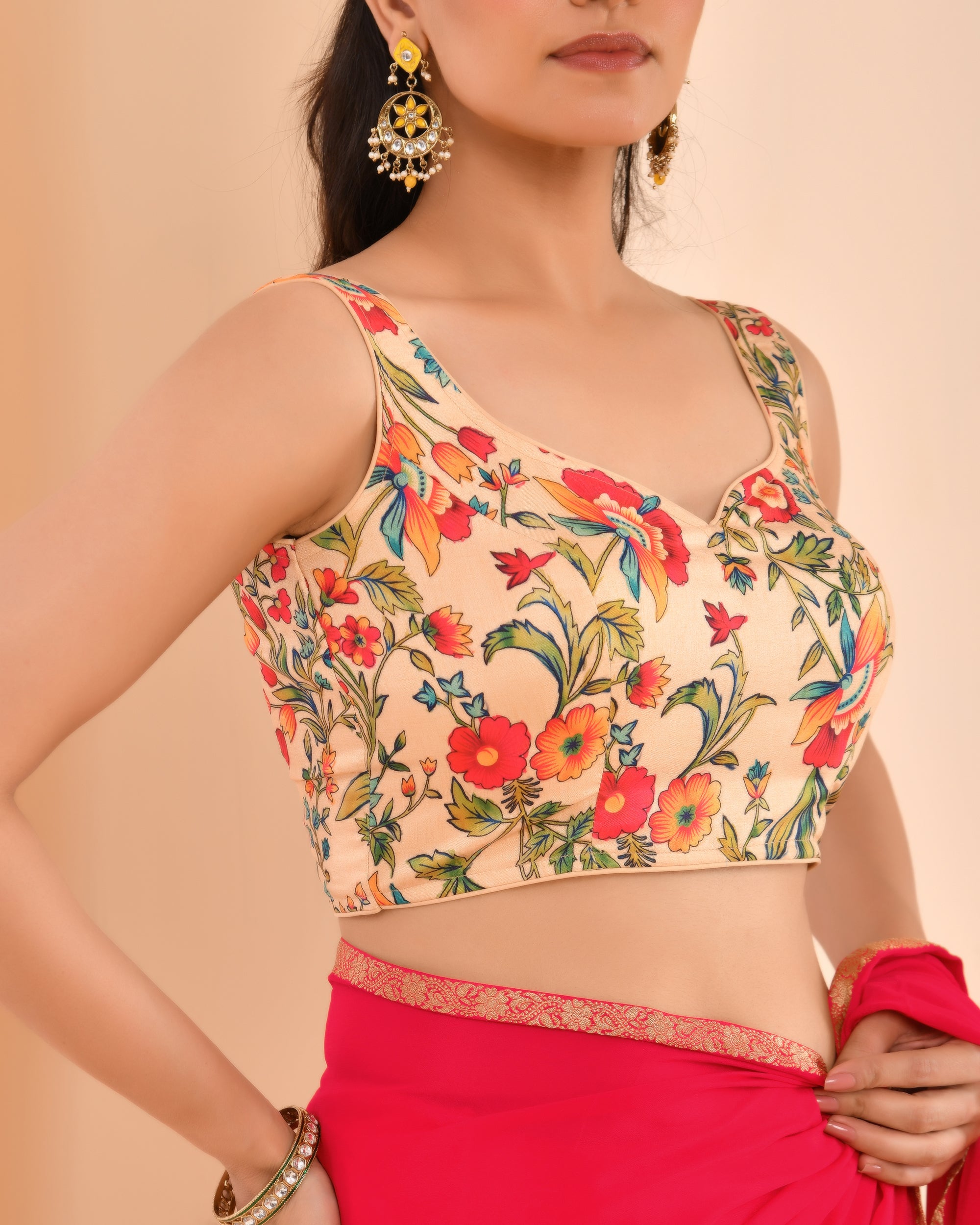 Printer Beige Kamlamari Blouse