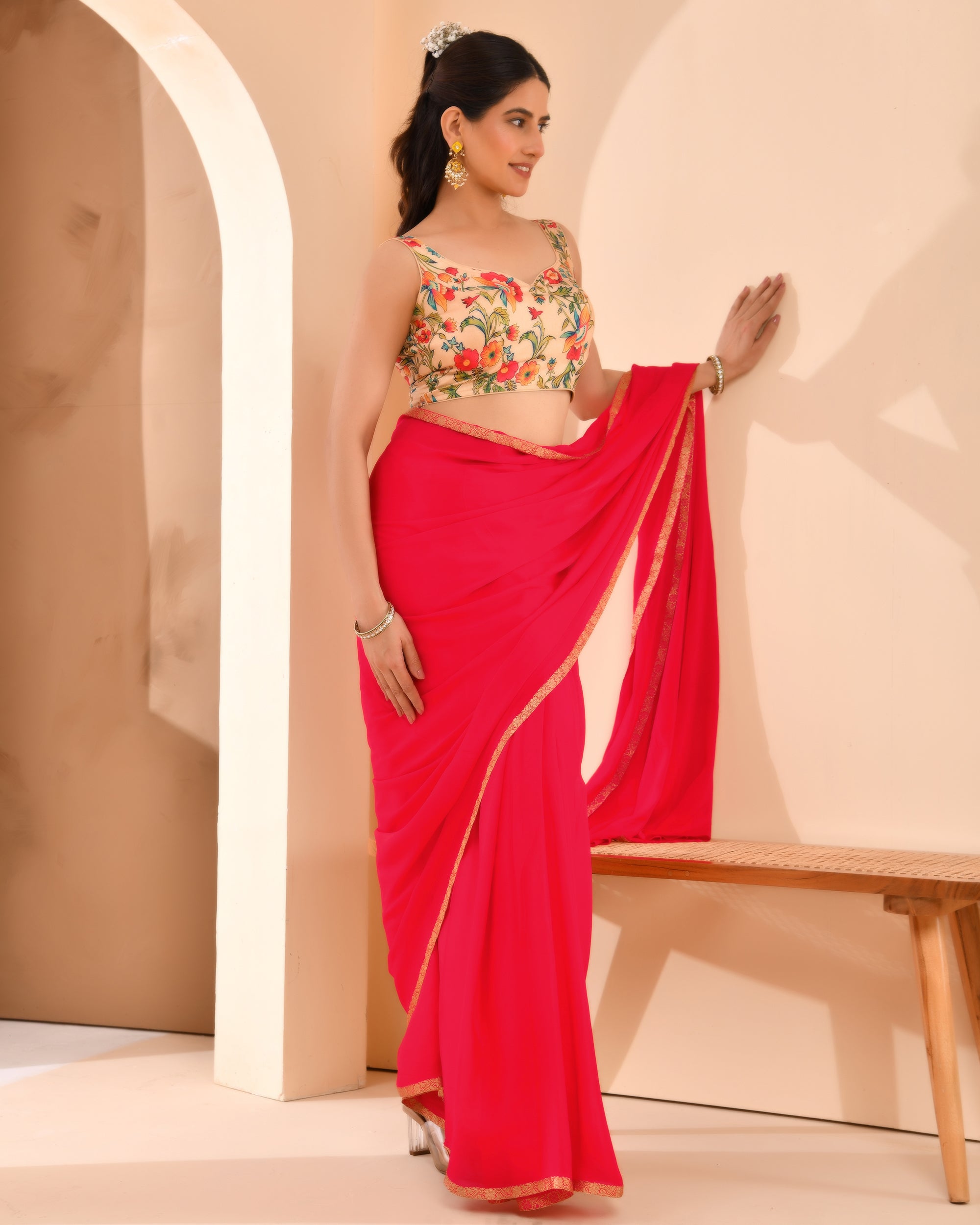 Printer Beige Kamlamari Blouse