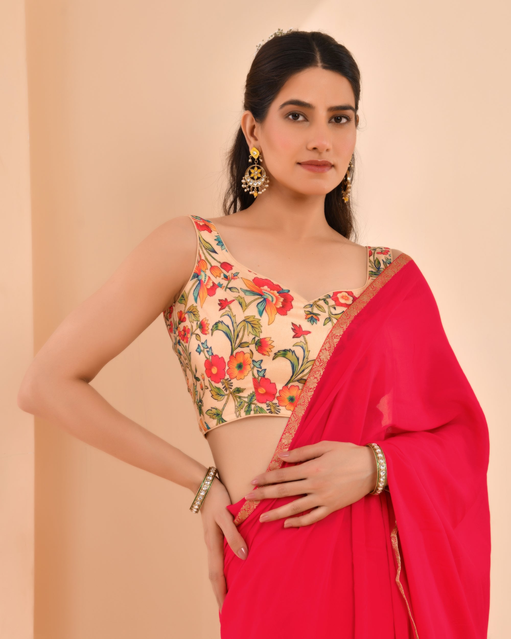 Printer Beige Kamlamari Blouse