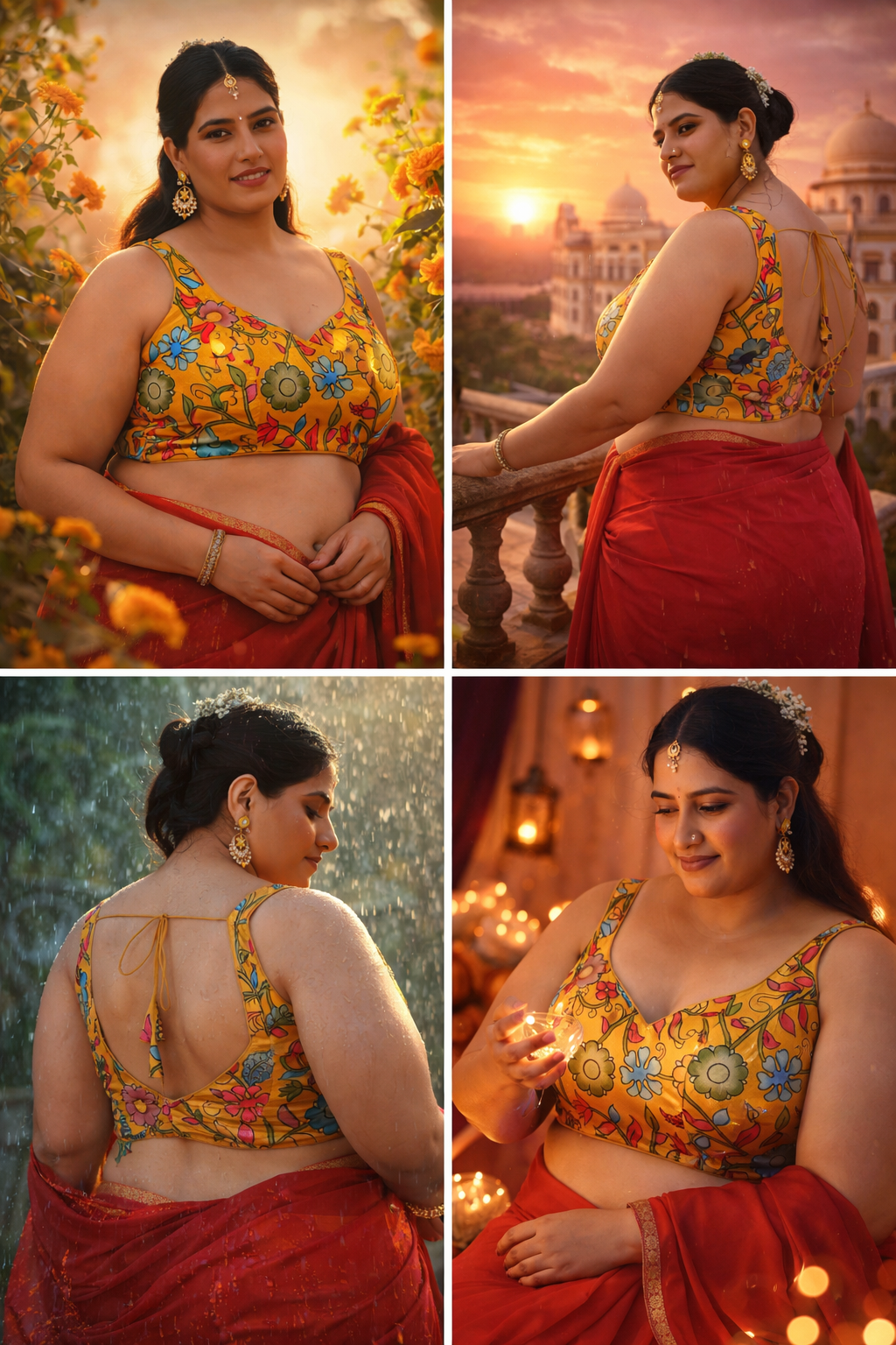 Printed Mustard Kalamkari Blouse