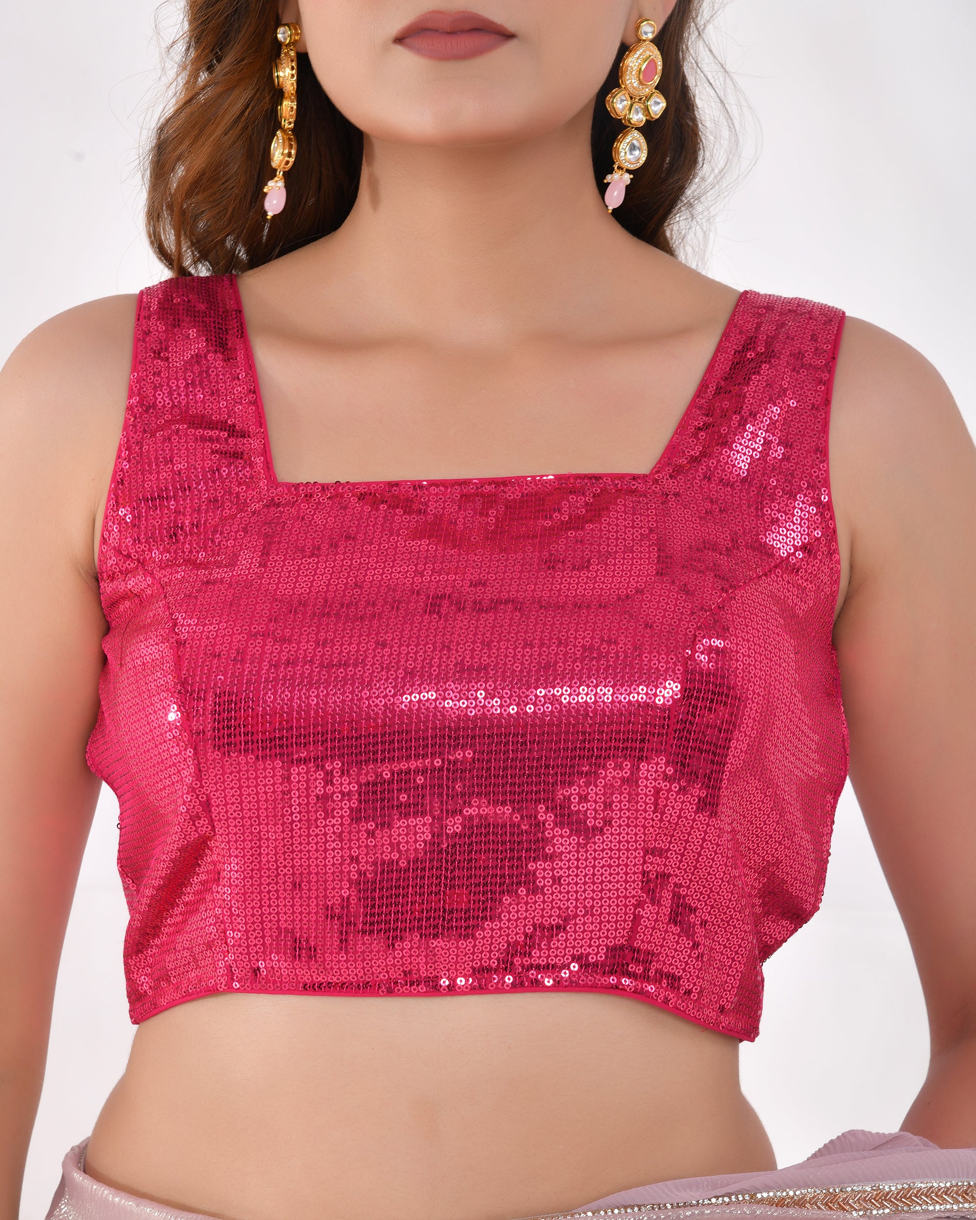 Amodini Designer Studio Women's  Georgette Rani Sequined Blouse