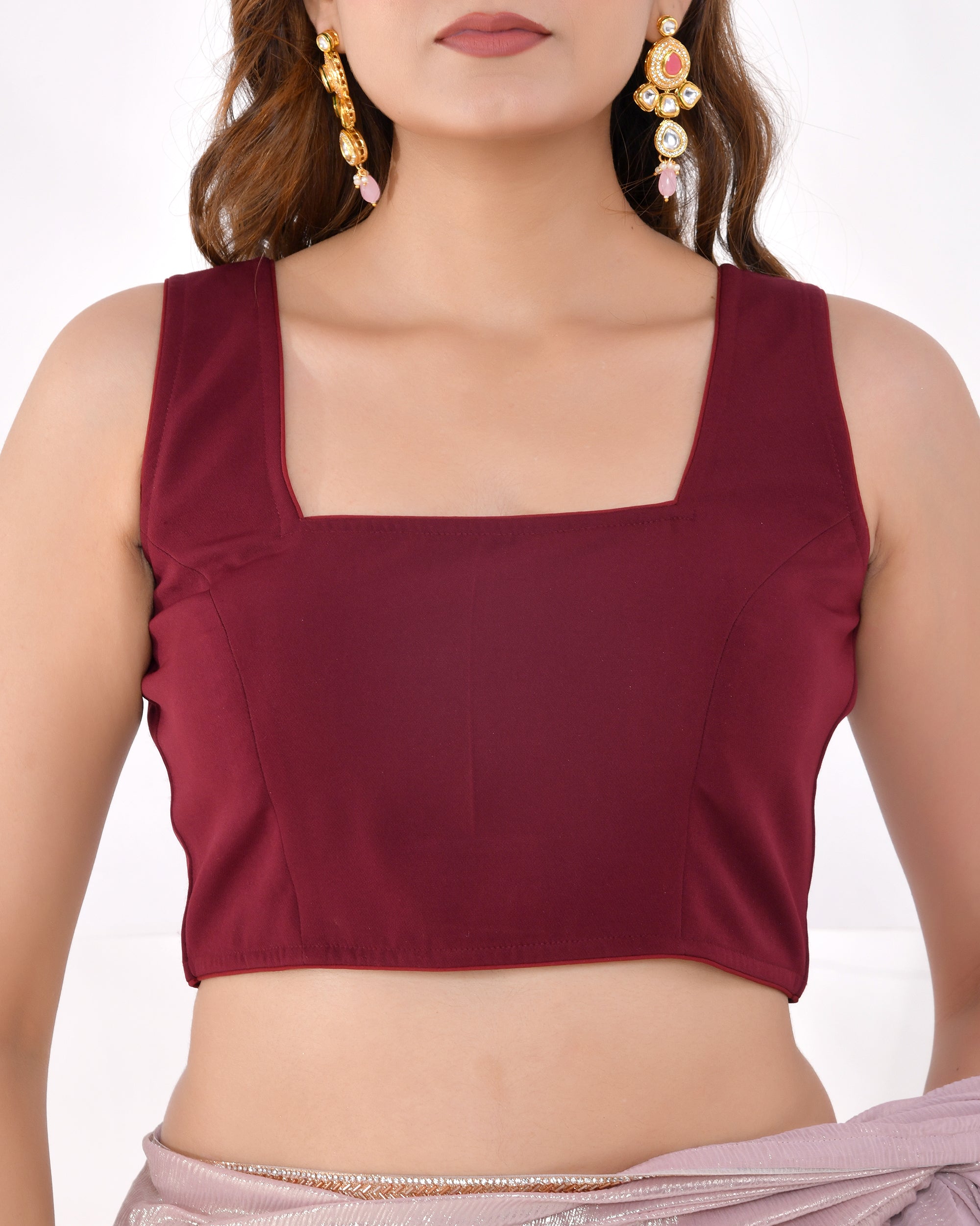 Maroon Padded Saree Blouse