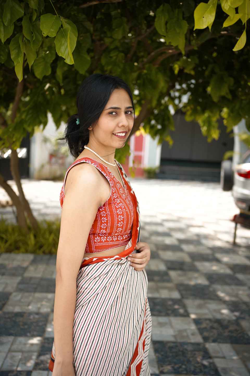 Maroon Floral Print Cotton Blouse