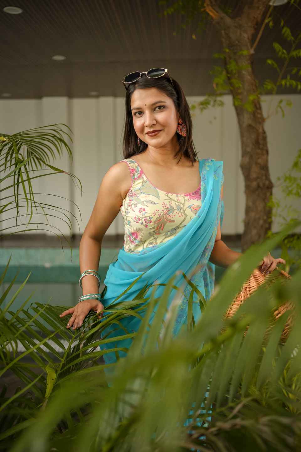 Jaipuri Cotton Floral Pink Printed Padded Blouse Square Neck