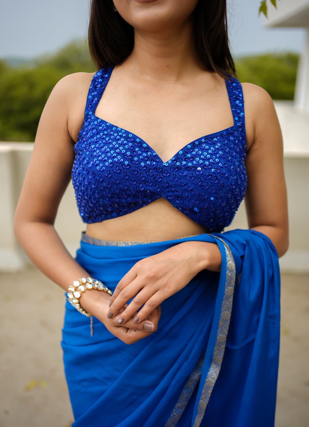 Royal Blue Sequin Blouse