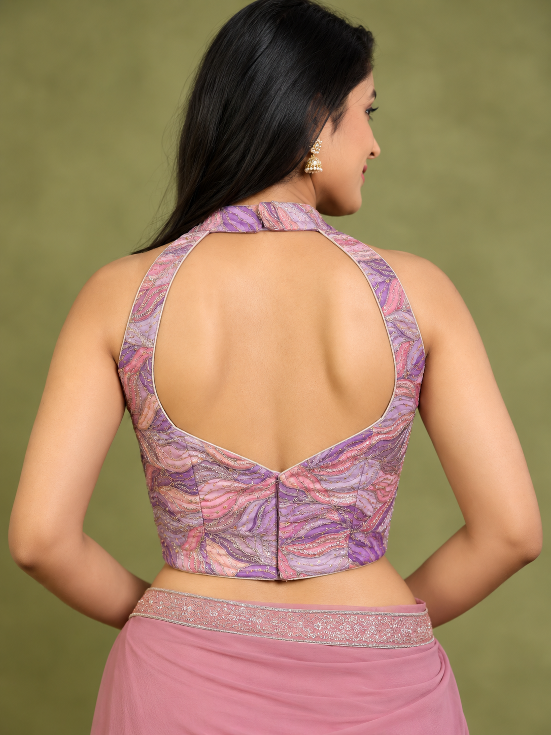 Purple Embroidered Tissue Blouse