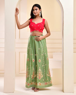 Sweetheart Neck Blouse With Pearl Tassels