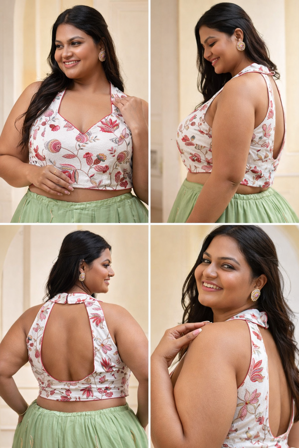 Embroidered Halter-Neck Designer Blouse