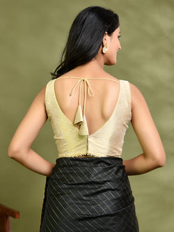 Golden Brocade Sleeveless Padded Blouse