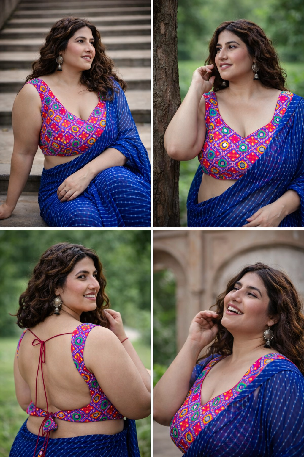 Women’s Mirror Work Sleeveless Saree Blouse