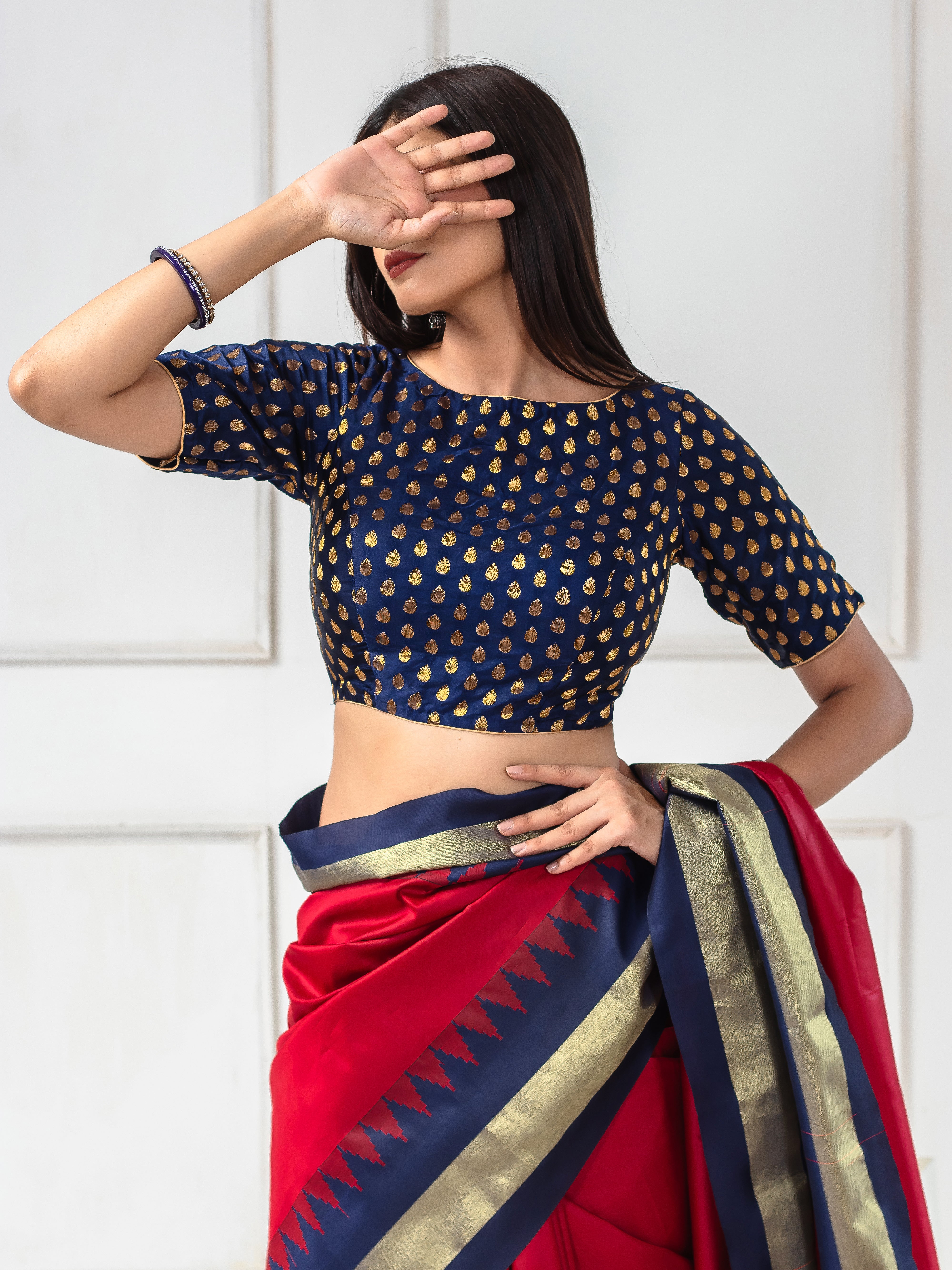 Banarsi Booty Brocade Blue Saree Blouse