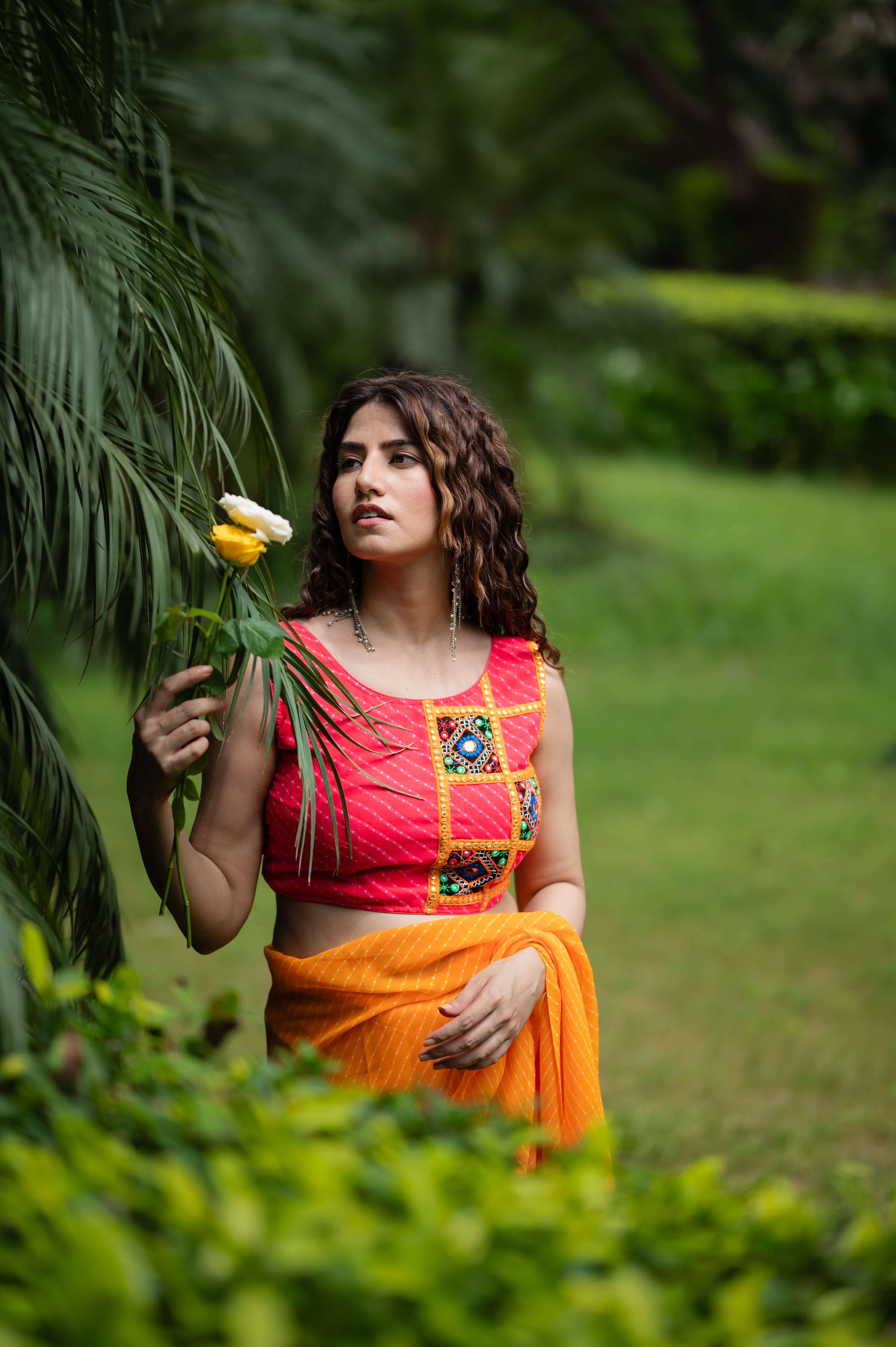 Lehriya Embroidered Sleeveless Saree Blouse