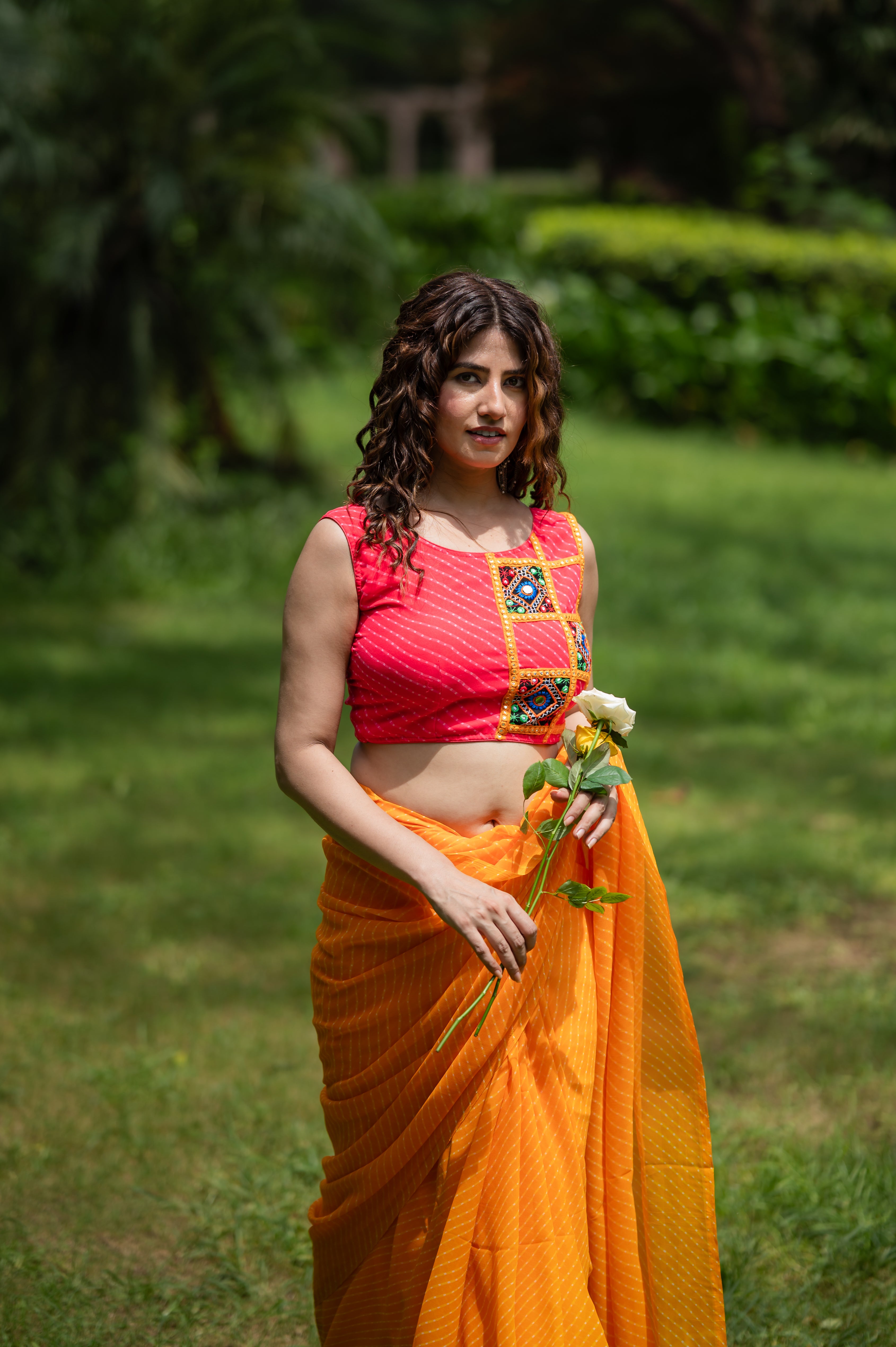 Lehriya Embroidered Sleeveless Saree Blouse