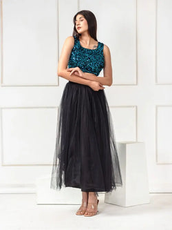 Sequined Velvet Sleeveless Saree Blouse