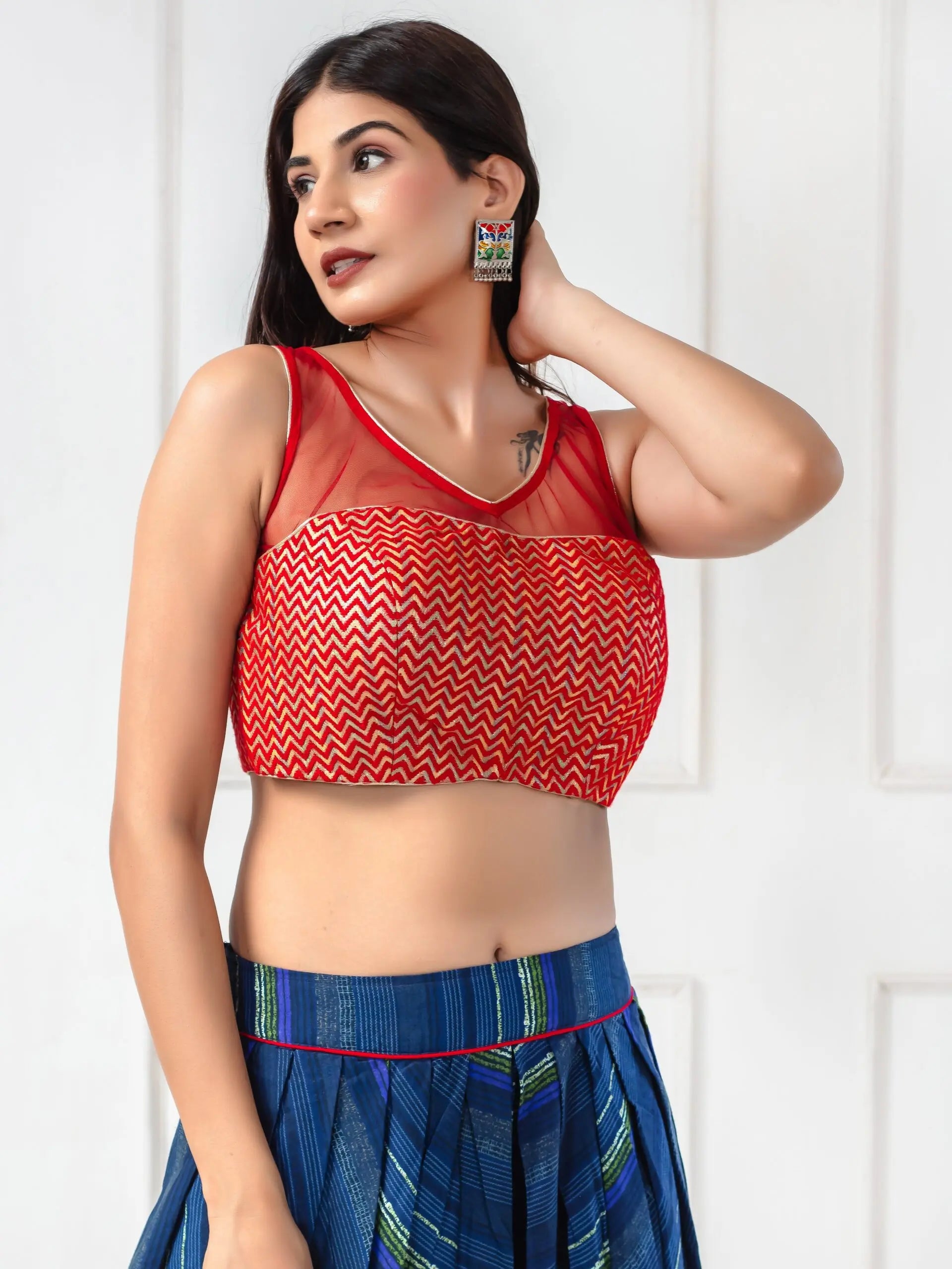 Women’s Half Net Sleeveless Blouse