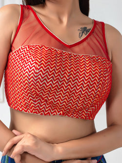 Women’s Half Net Sleeveless Blouse