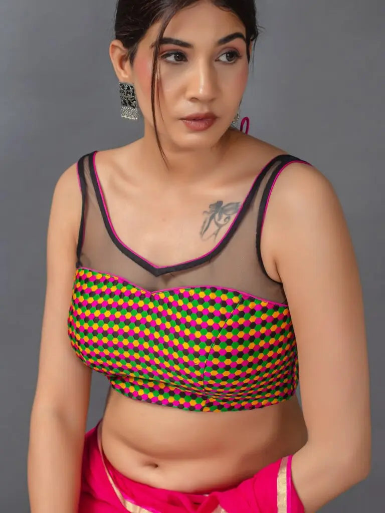 Women’s Half Net Sleeveless Blouse