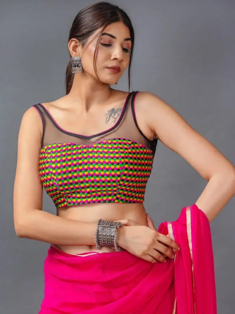 Women’s Half Net Sleeveless Blouse