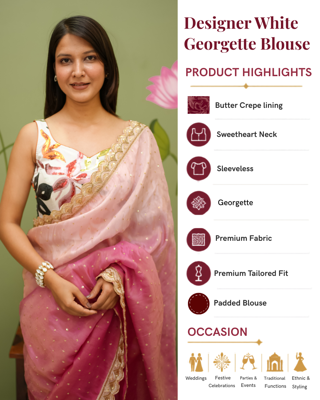 Designer White Georgette Blouse