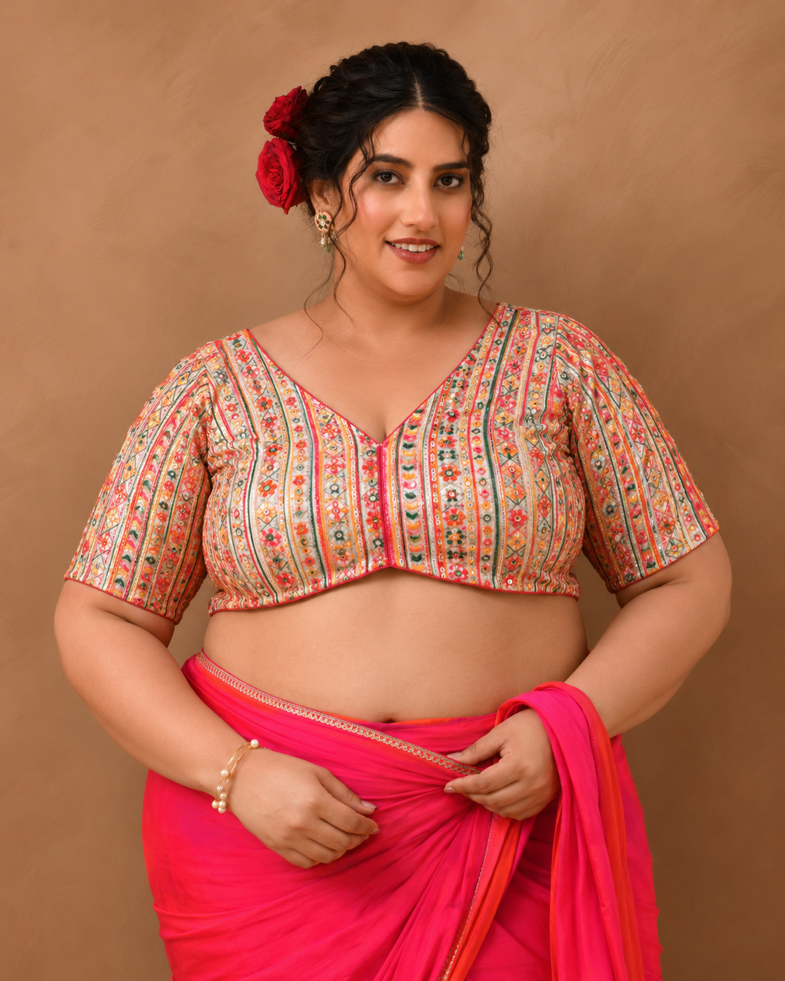 Multicolored Embroidered Blouse with sleeves