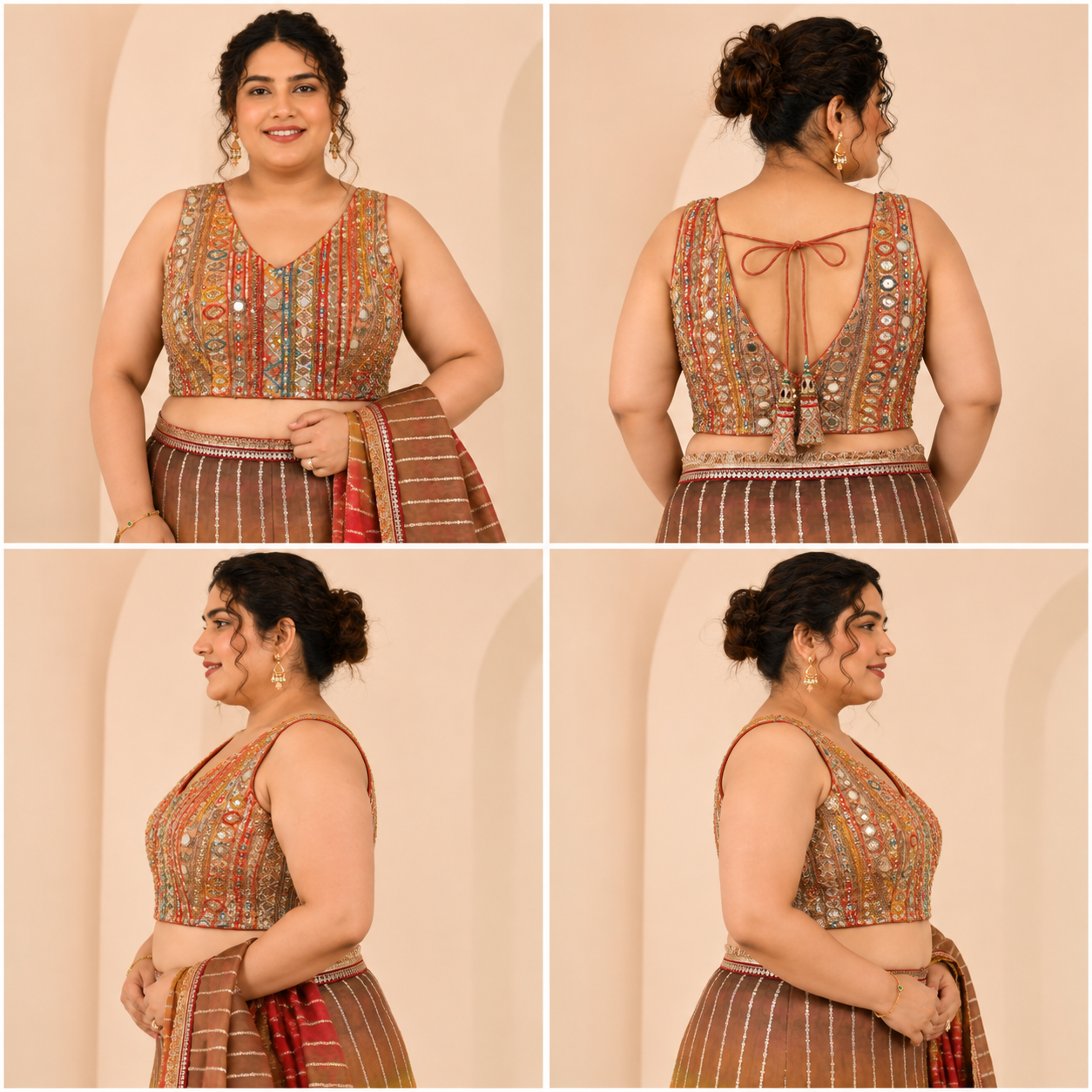 Multicolor Mirror Work Designer Saree Blouse