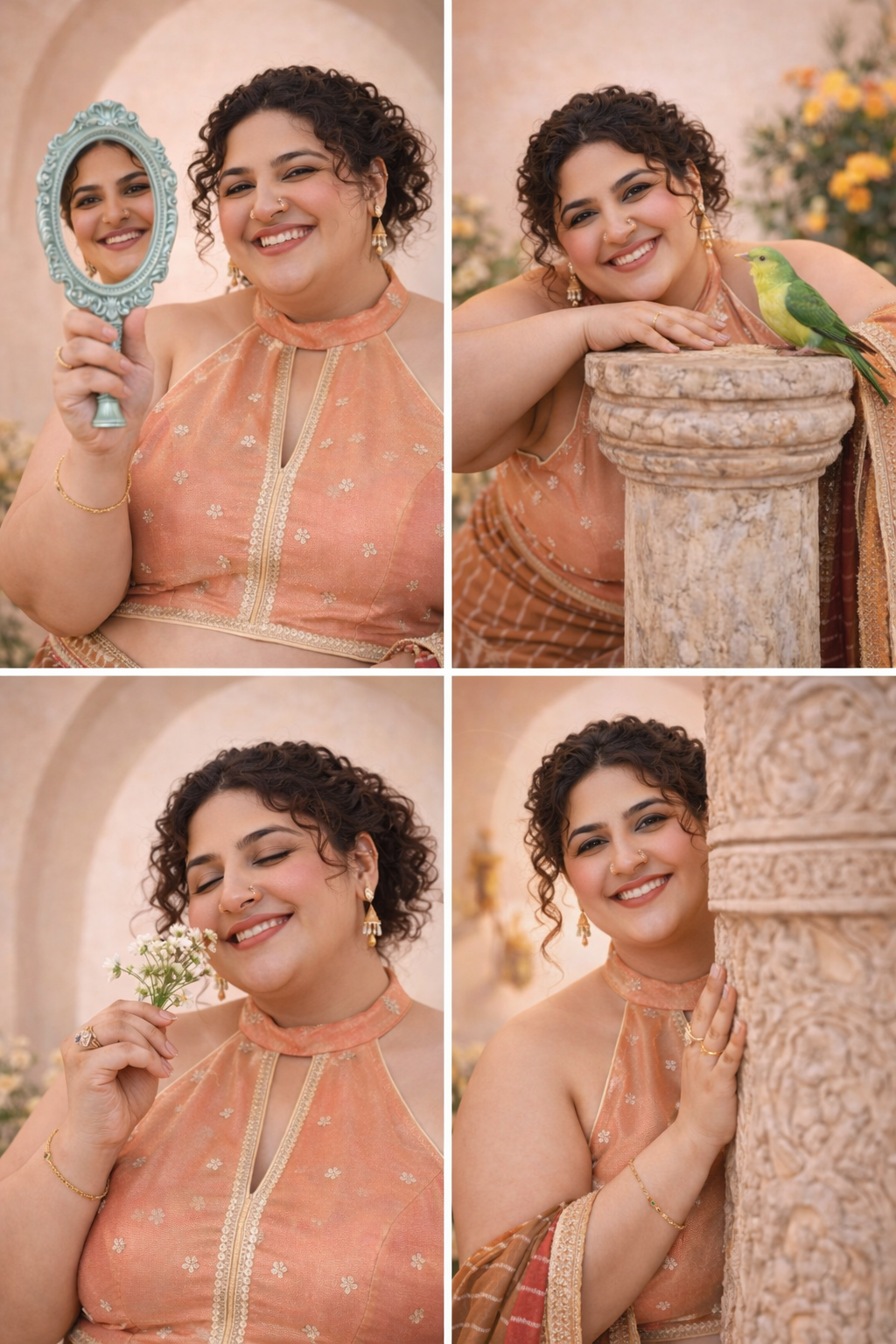 Pastel Maroon Embroidered Key Hole Neck Tissue Blouse