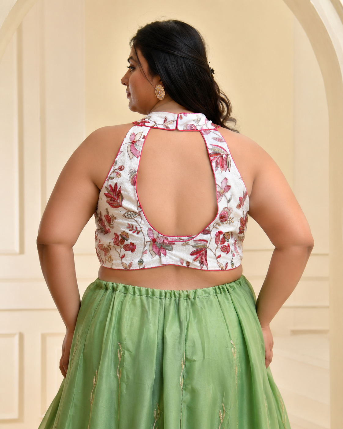 Embroidered Halter-Neck Designer Blouse
