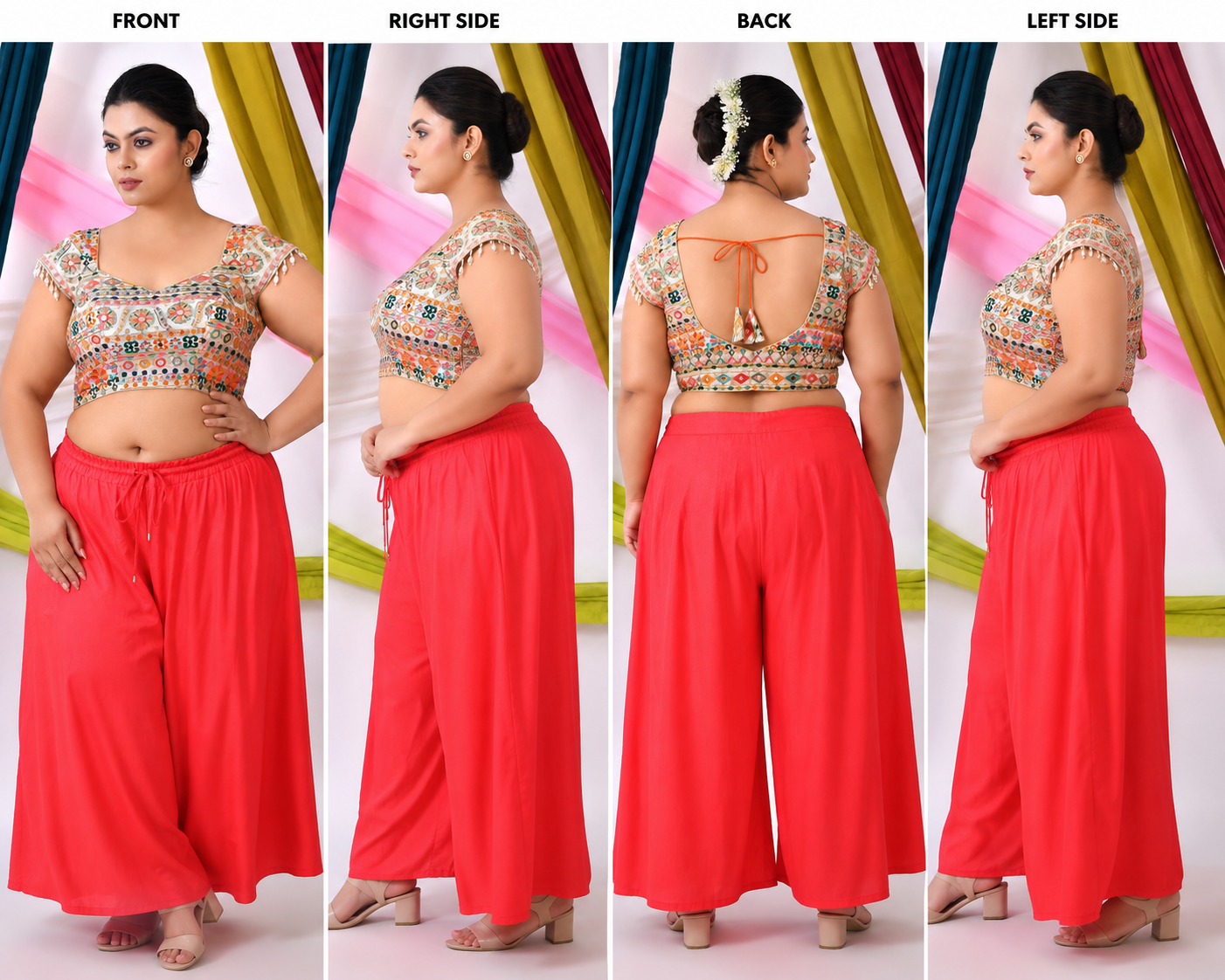 Multicolor Embroidered White Padded Blouse With Cap Sleeves