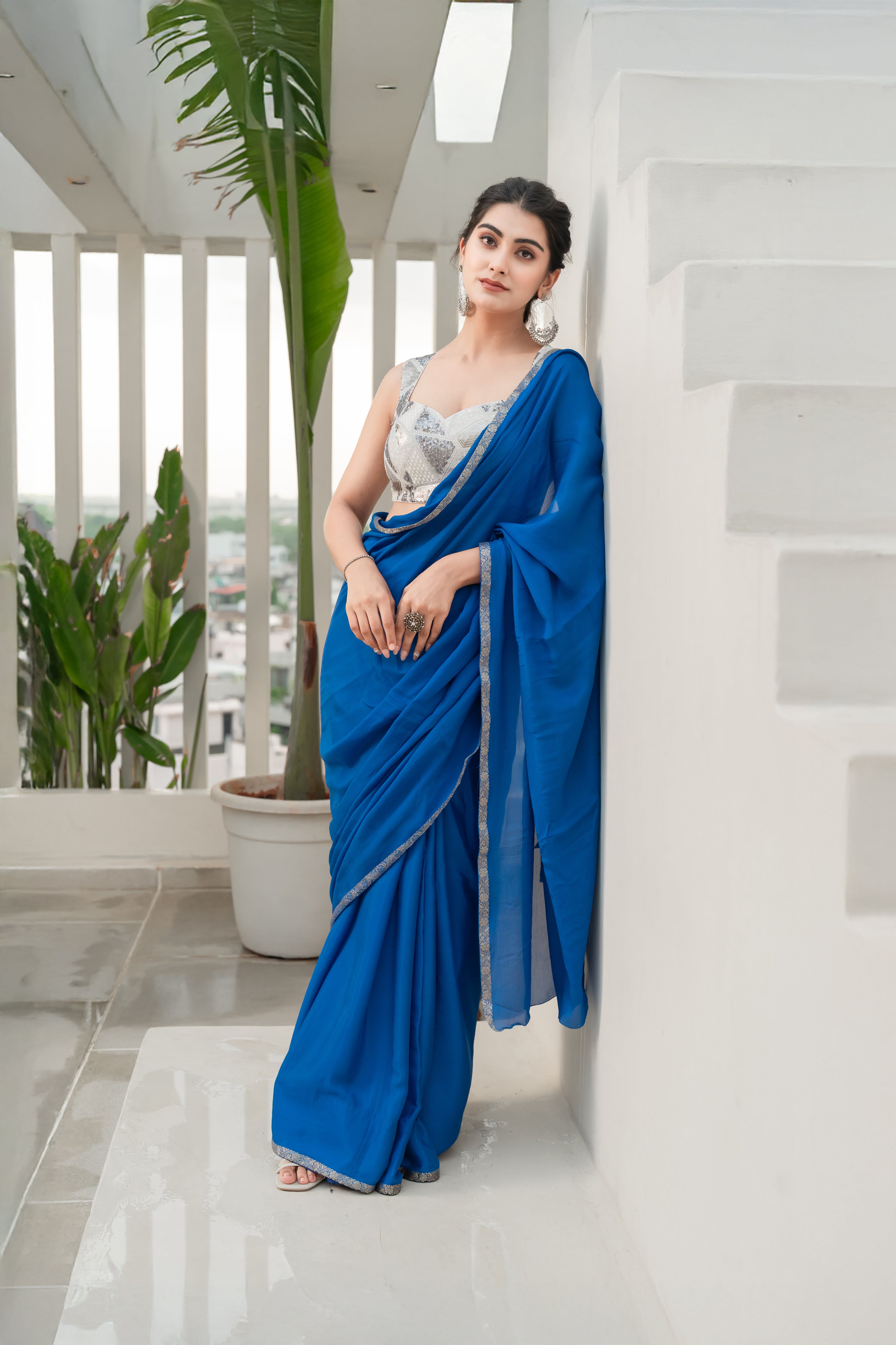 Geometric Sequin Embellished Designer Blouse