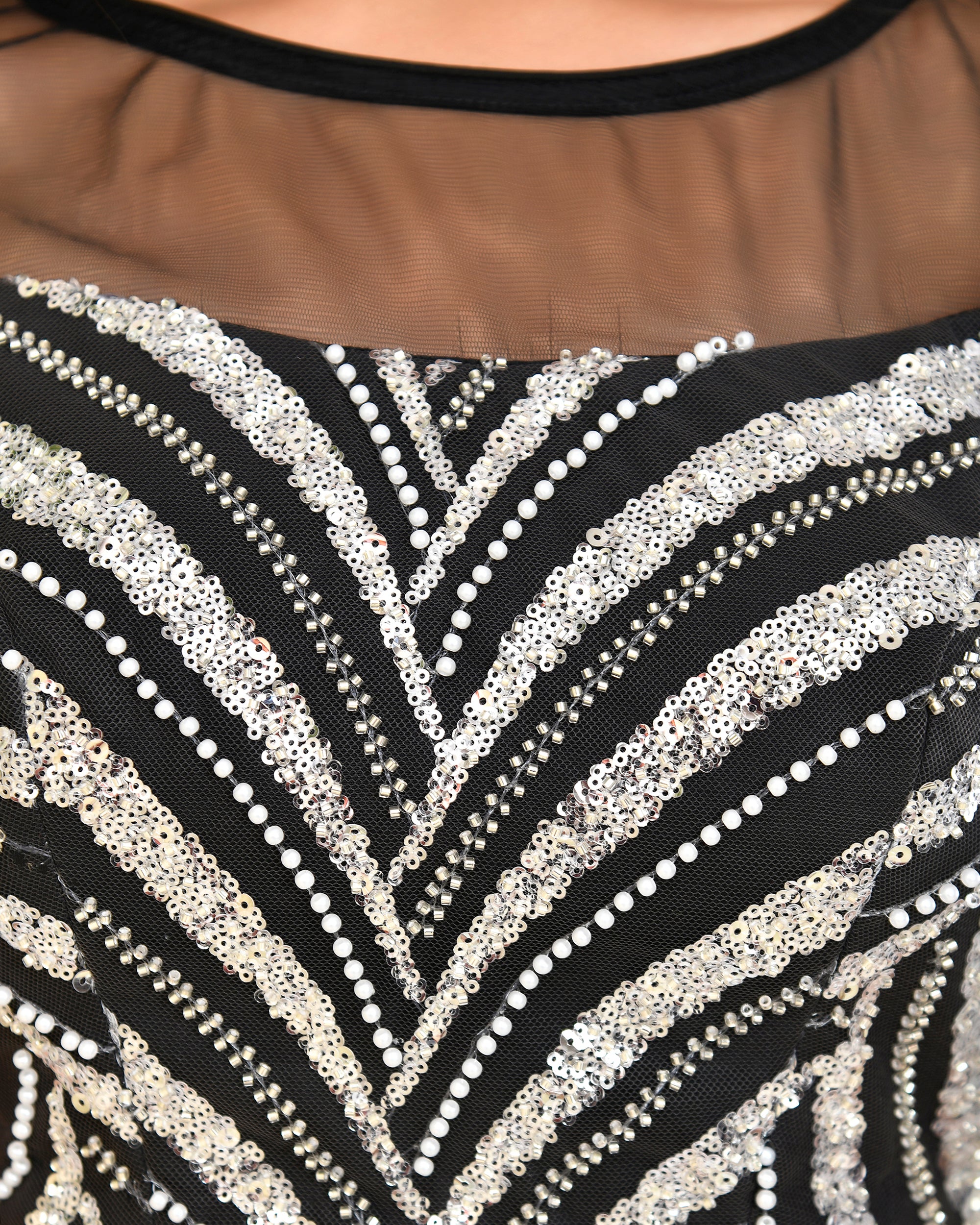 Heavy Work Black Pearl Sequined Padded Blouse