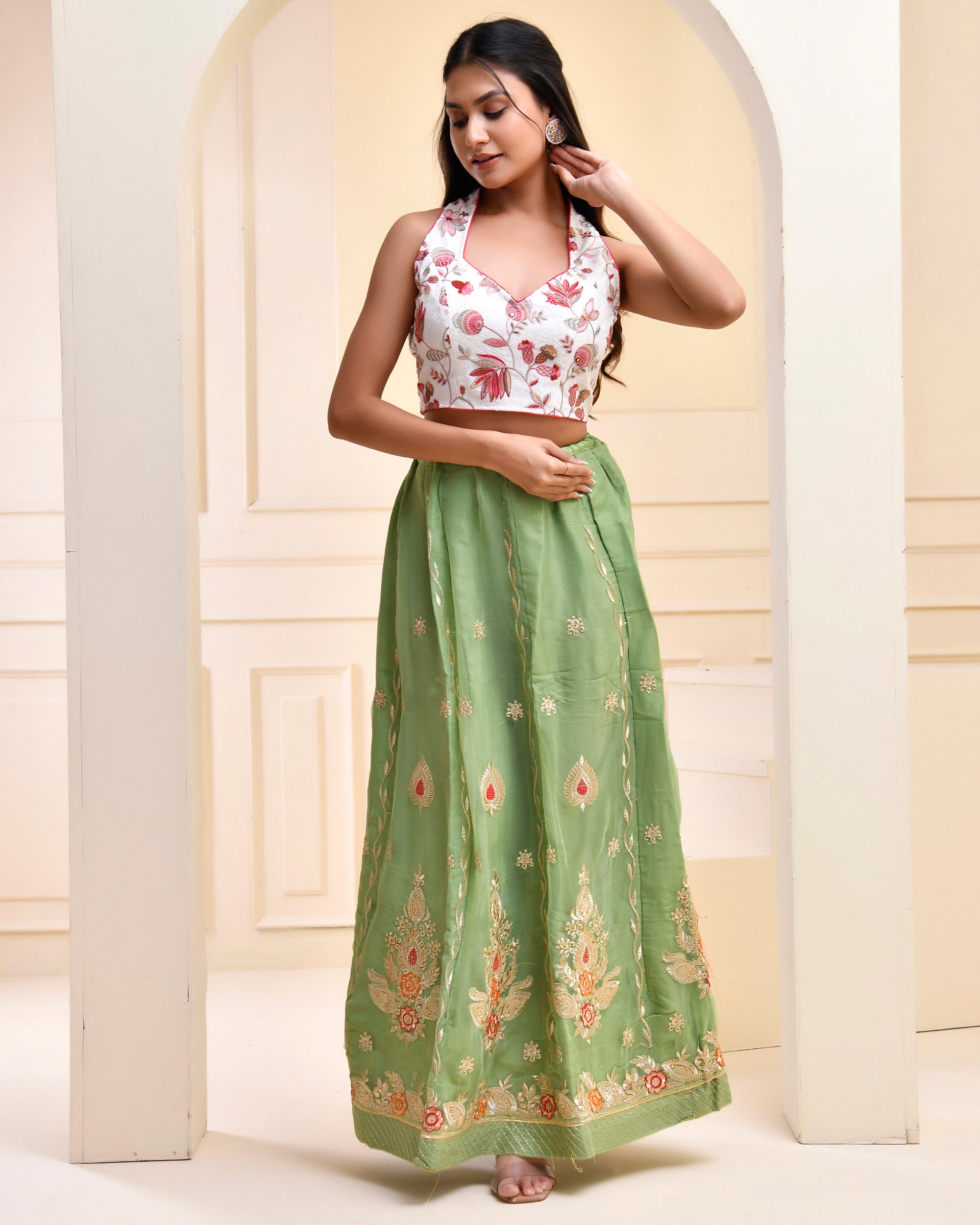 Embroidered Halter-Neck Designer Blouse