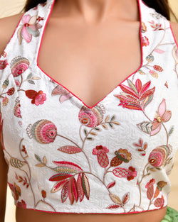 Embroidered Halter-Neck Designer Blouse