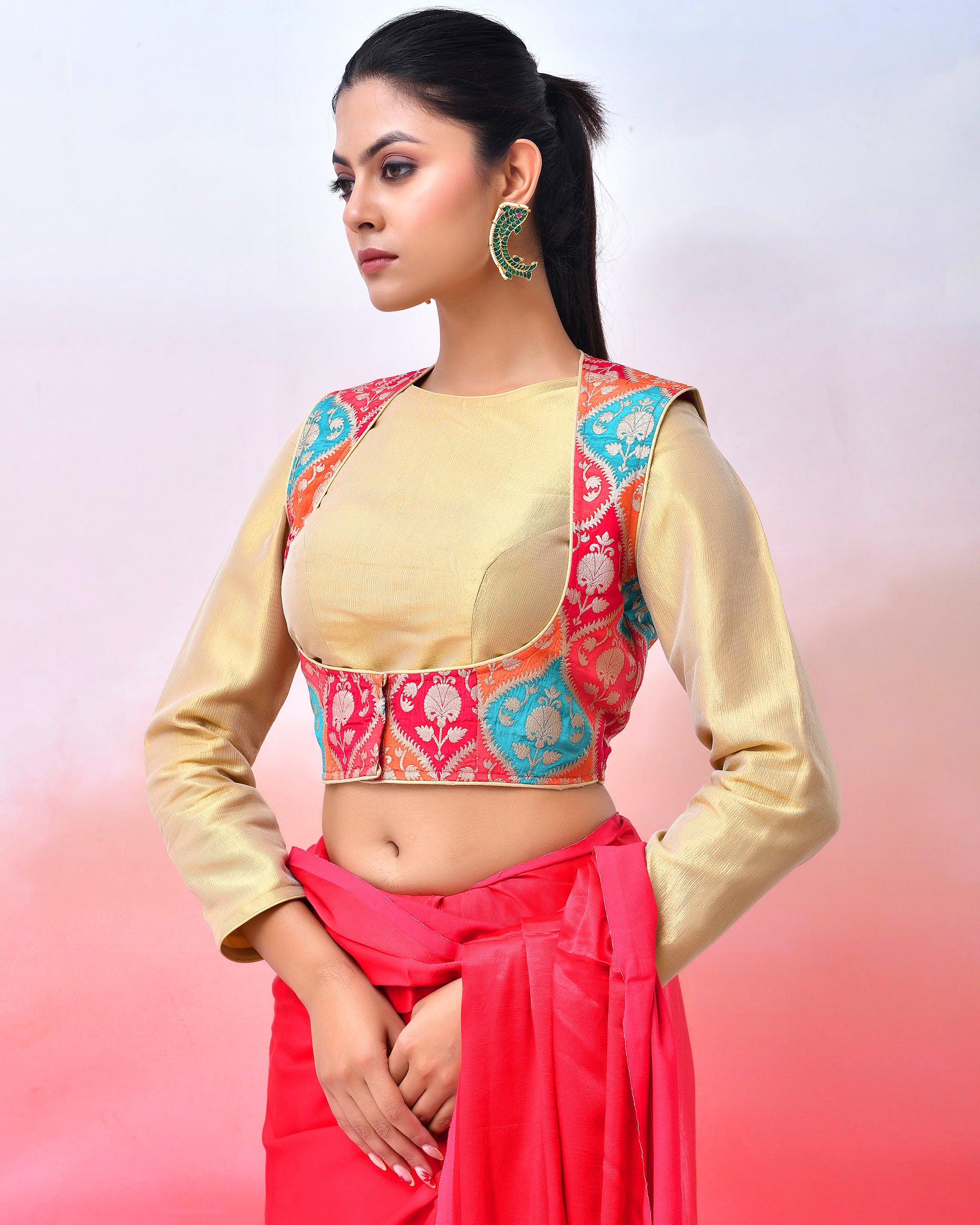 Rajwadi Koti Style Full Sleeves Saree Blouse